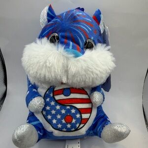 Patriotic Plush Hamster Toy with Yin Yang Design stuffed animal